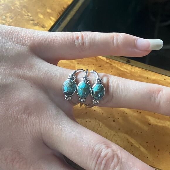 Natural Blue Moon Turquoise Sterling Silver Ring Size 7 - Picture 3 of 8